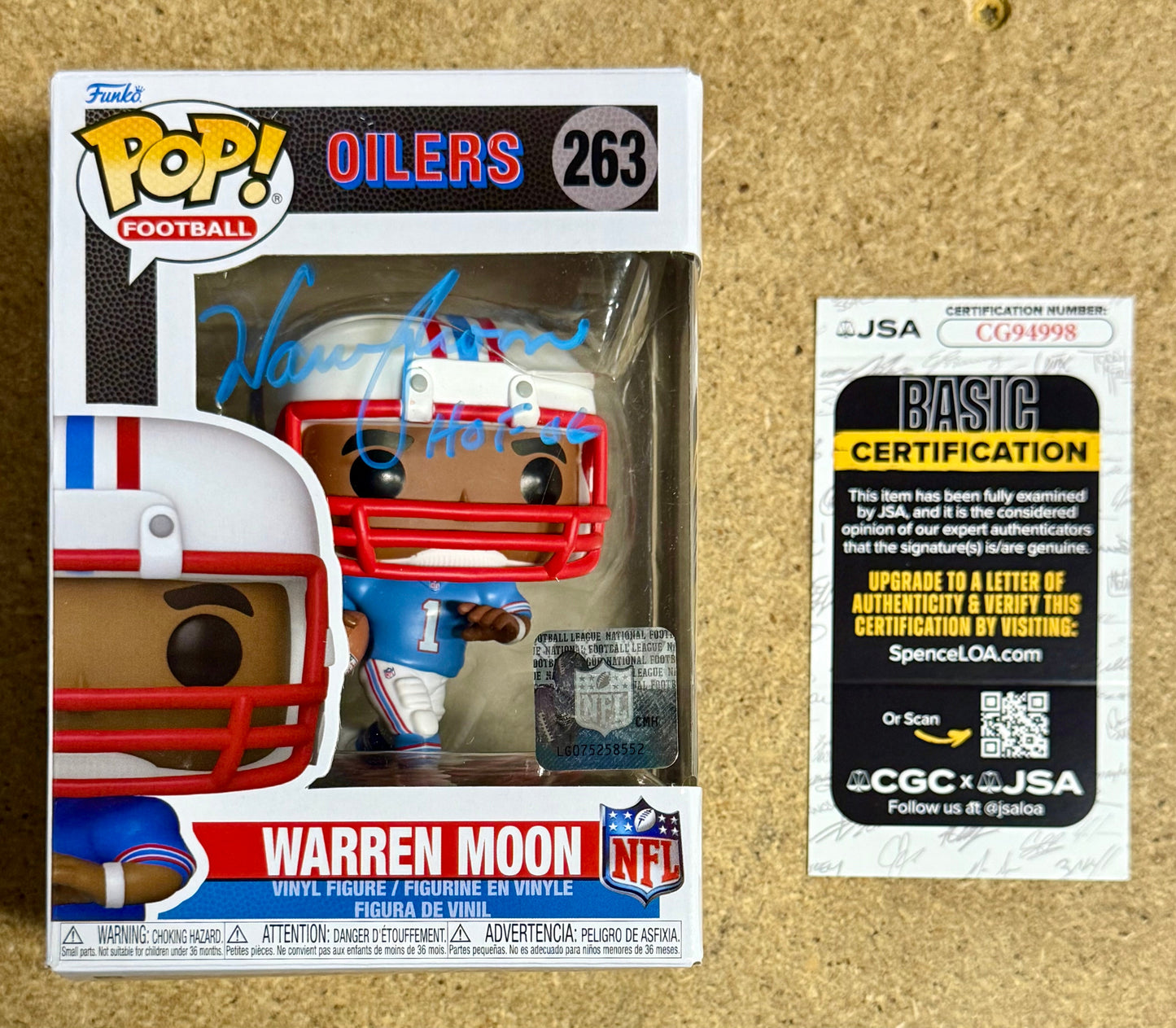 Warren Moon Signed NFL Houston Oilers Funko Pop! #263 With JSA COA