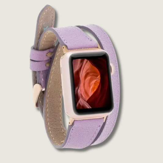 Luxury Double Wrap Purple Leather Apple Watch Band - San Diego