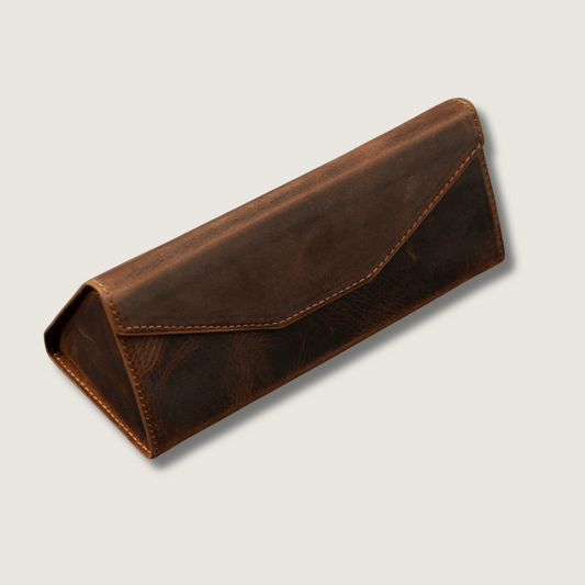 Luxury Leather Sunglasses Case - Dark Brown - Louisville