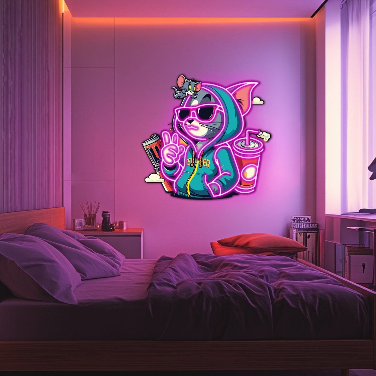 UV Printed Tom and Jerry Neon Wall Art- LV0052