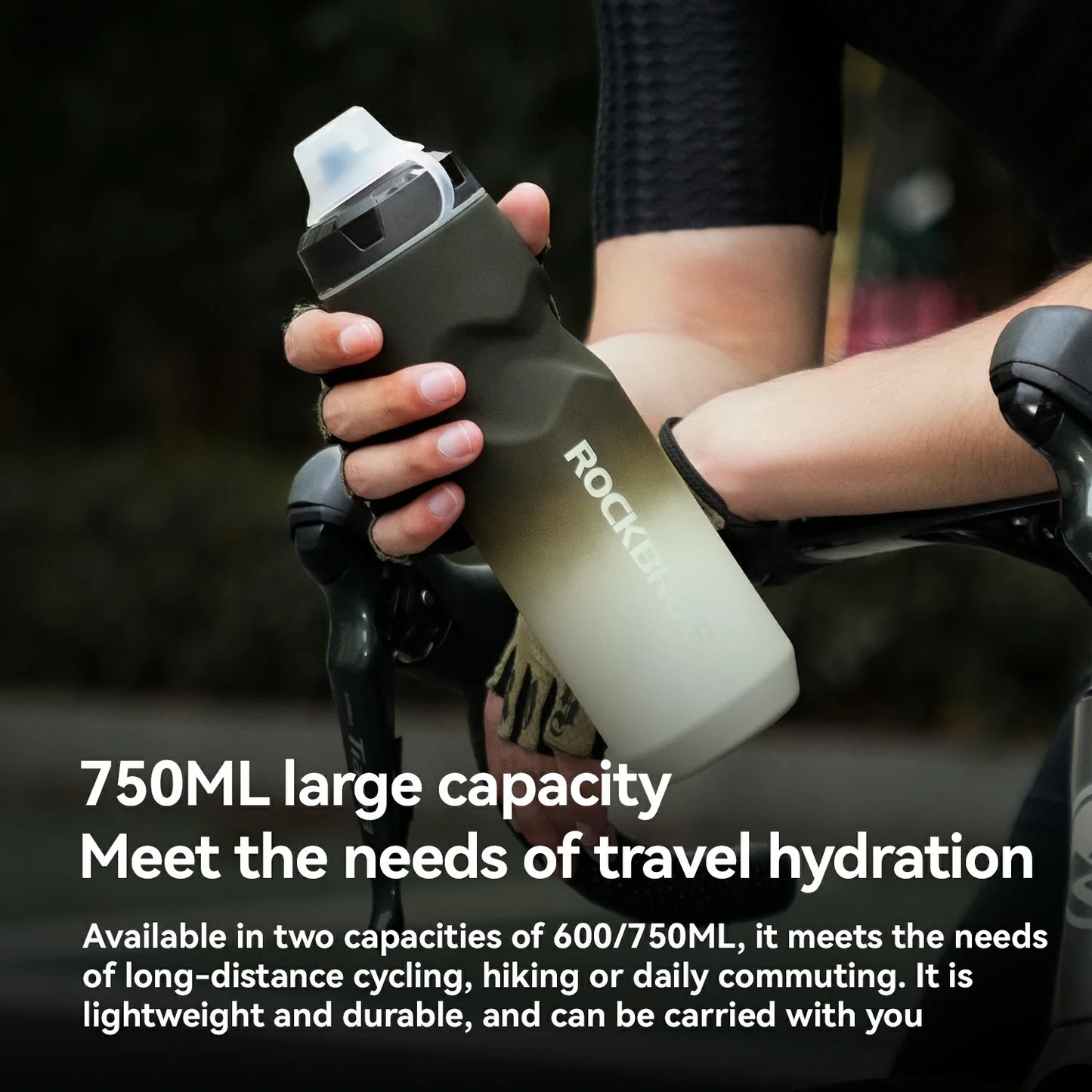 Skin-Feeling Bike Bottle with Pull-Top Lid – Lightweight Leakproof 600/750ml