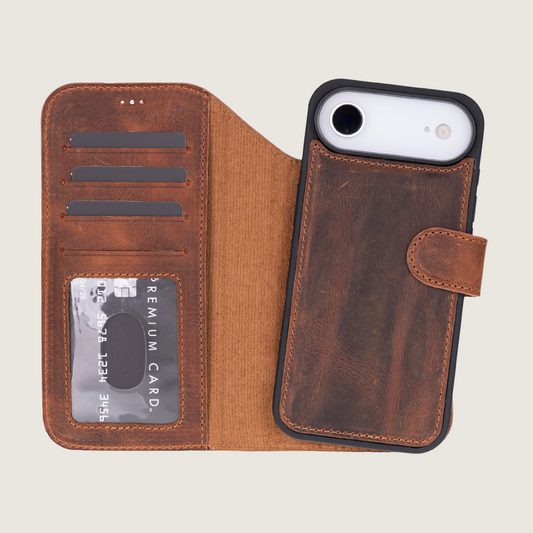 Premium Leather iPhone Air Wallet Case – Brown - Austin