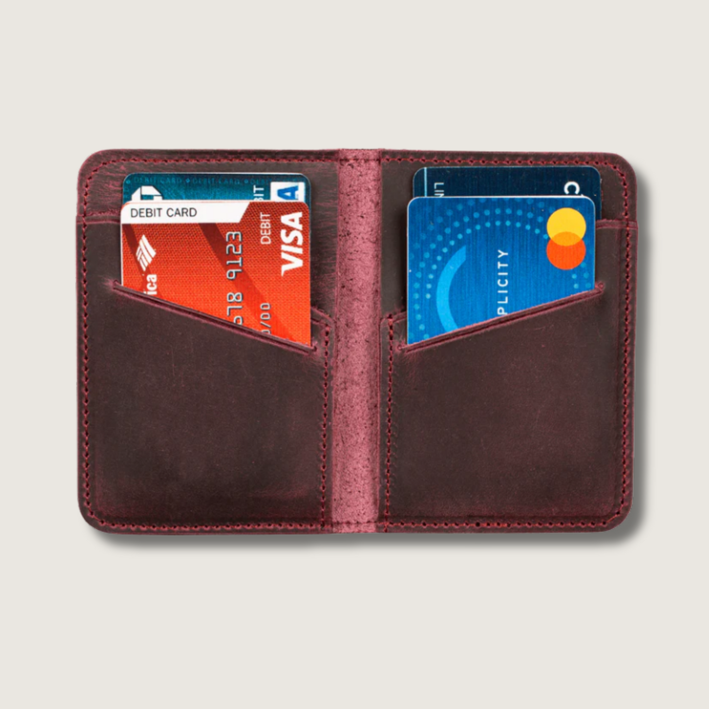 Classic Leather Cardholder Wallet - Deep Burgundy - Berkeley