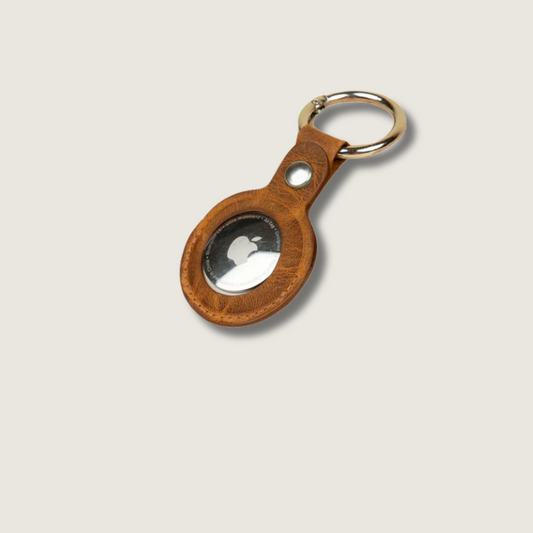 Premium Leather AirTag Holder - Brown - Orlando