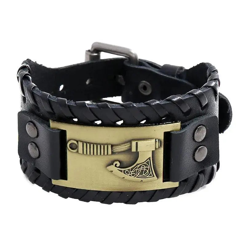 New Trendy Wide Leather Pirate Compass Bracelet Men's Bracelet Fashion Metal Compass Pattern Bracelet Accessories Party Jewelry - Premium Accessories from Lizard Vigilante - Just $17.99! Shop now at Lizard Vigilante