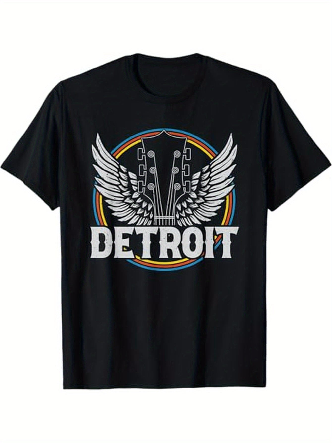 Retro Detroit Souvenir Vintage Concert Guitar T-Shirt – 100% Cotton Black Tee for Men and Women - Premium T-Shirt from Lizard Vigilante - Just $25.99! Shop now at Lizard Vigilante