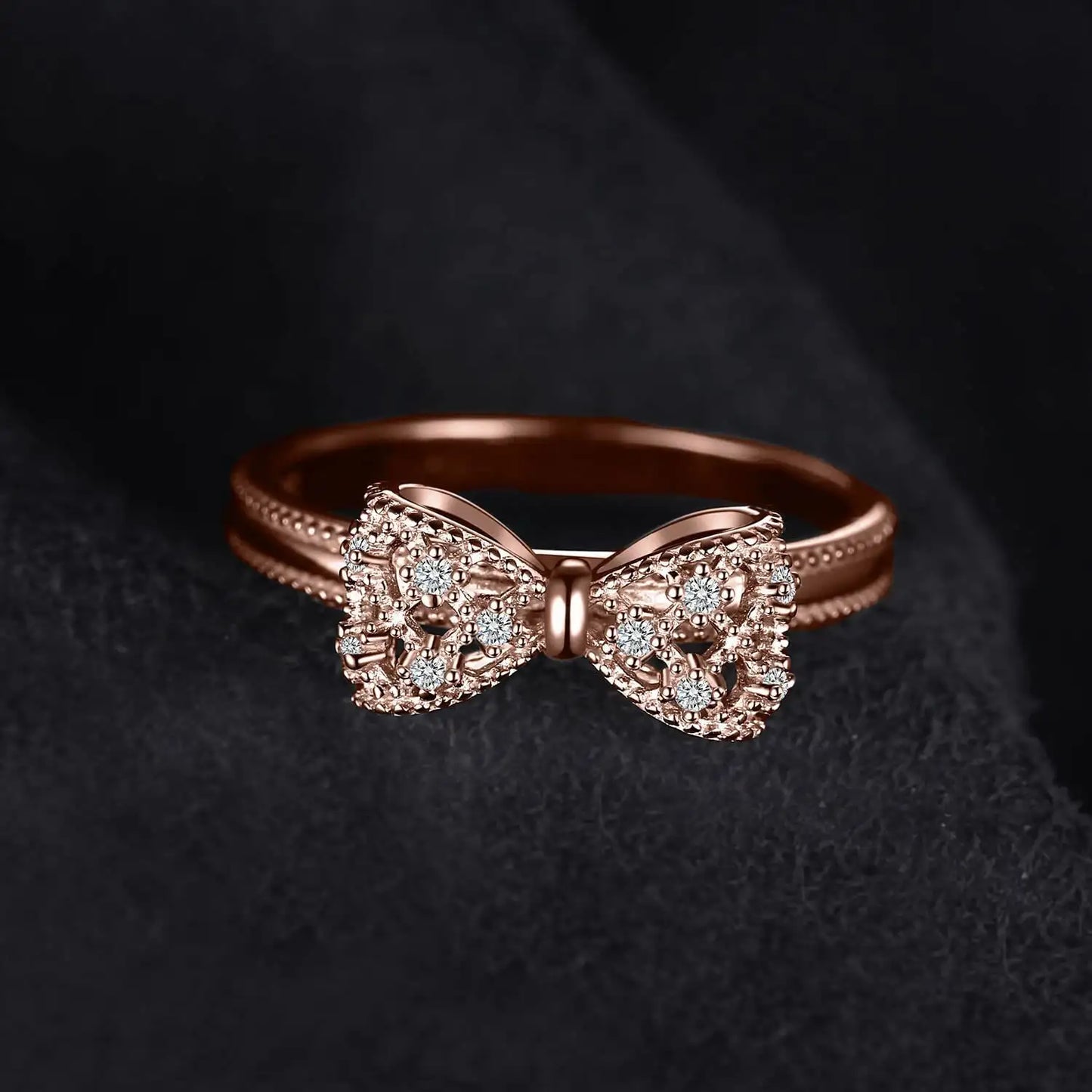 Three-dimensional Bow Ring Women's Rose Gold Simple