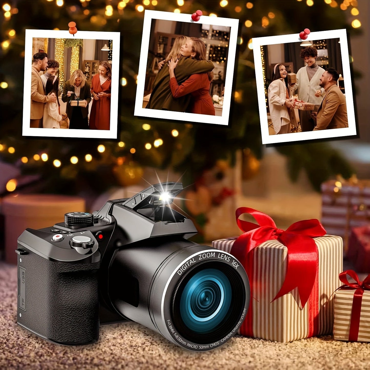 NBD 64MP Digital Camera For Photography And Video, 4K Vlogging Camera With 3' Flip Screen, 16X Digital Zoom, WiFi& Autofocus, Cameras Strap&Tripod, 2 Batteries, 32GB TF Card