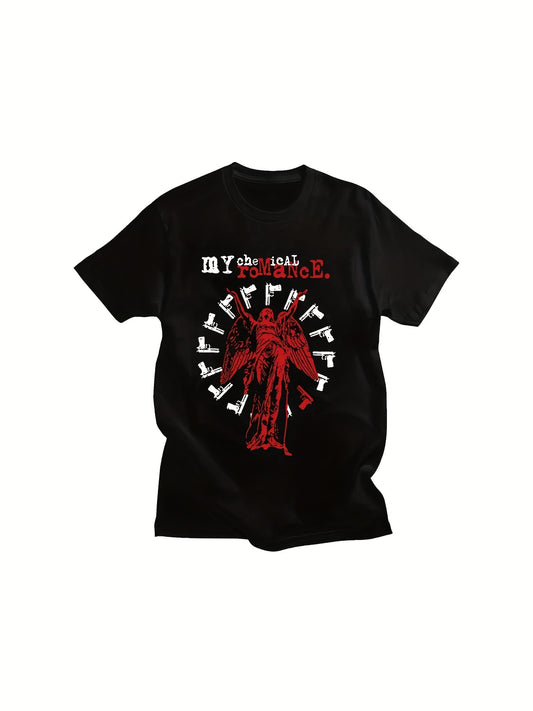 Men's Vintage Punk Hip Hop Short Sleeve Tee Shirt Oversized Tops Rock Band My Chemical Romance Graphic T Shirts The Black Parade 220g - Premium  from Lizard Vigilante - Just $26.99! Shop now at Lizard Vigilante