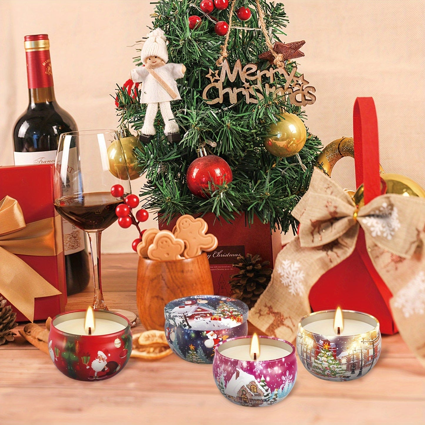 16pcs Christmas Scented Candle, Smoke-free, No-drip, Elegant Romantic Candle, Suitable For Family, Church, Seasonal Celebrations, Also Very Suitable For Christmas Use, As A Gift To Relatives And Friends.