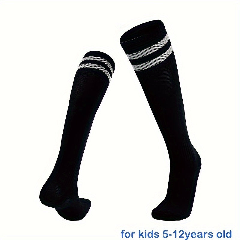 1 pair Striped Knee-High Sports Socks for Kids - Breathable & Comfortable for Basketball, Football & Running