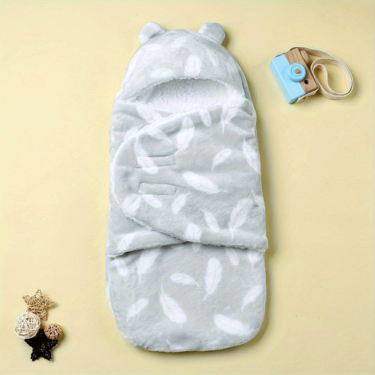 1pc Baby Wrap, Newborn Flannel Thickened Soft Swaddling Blanket