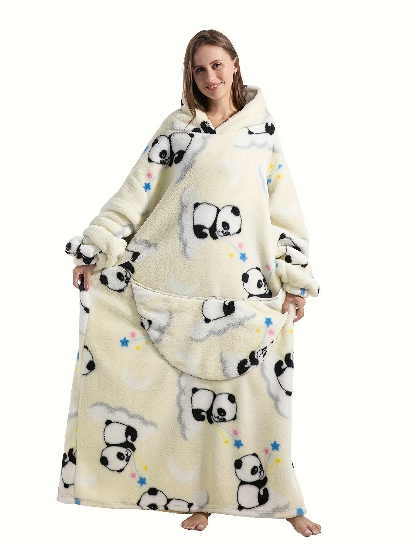 Plus Size Pumpkin Print Flannel Blanket Hoodie - Soft, Cozy, Plush, Hooded, Winter Outwear for Women with Halloween Theme