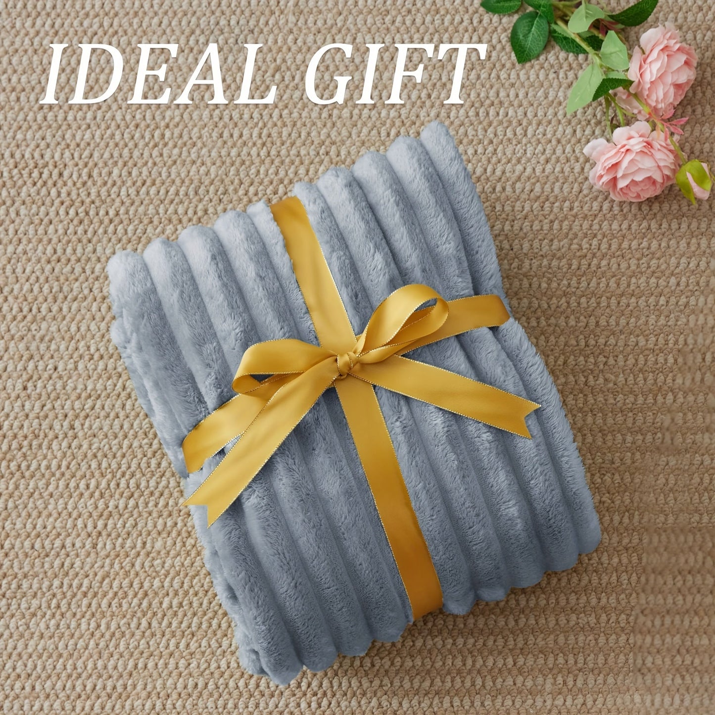 1pc Cozy Double-Sided 3D Rabbit Hair Blanket - Soft, Warm, and Fuzzy for Snuggling Up - Perfect for Office, Outdoor Camping, Sofa, and Gift Giving