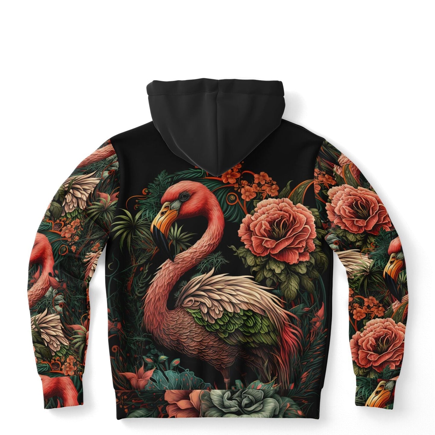 Flamingo Black Elegant Floral Hoodie