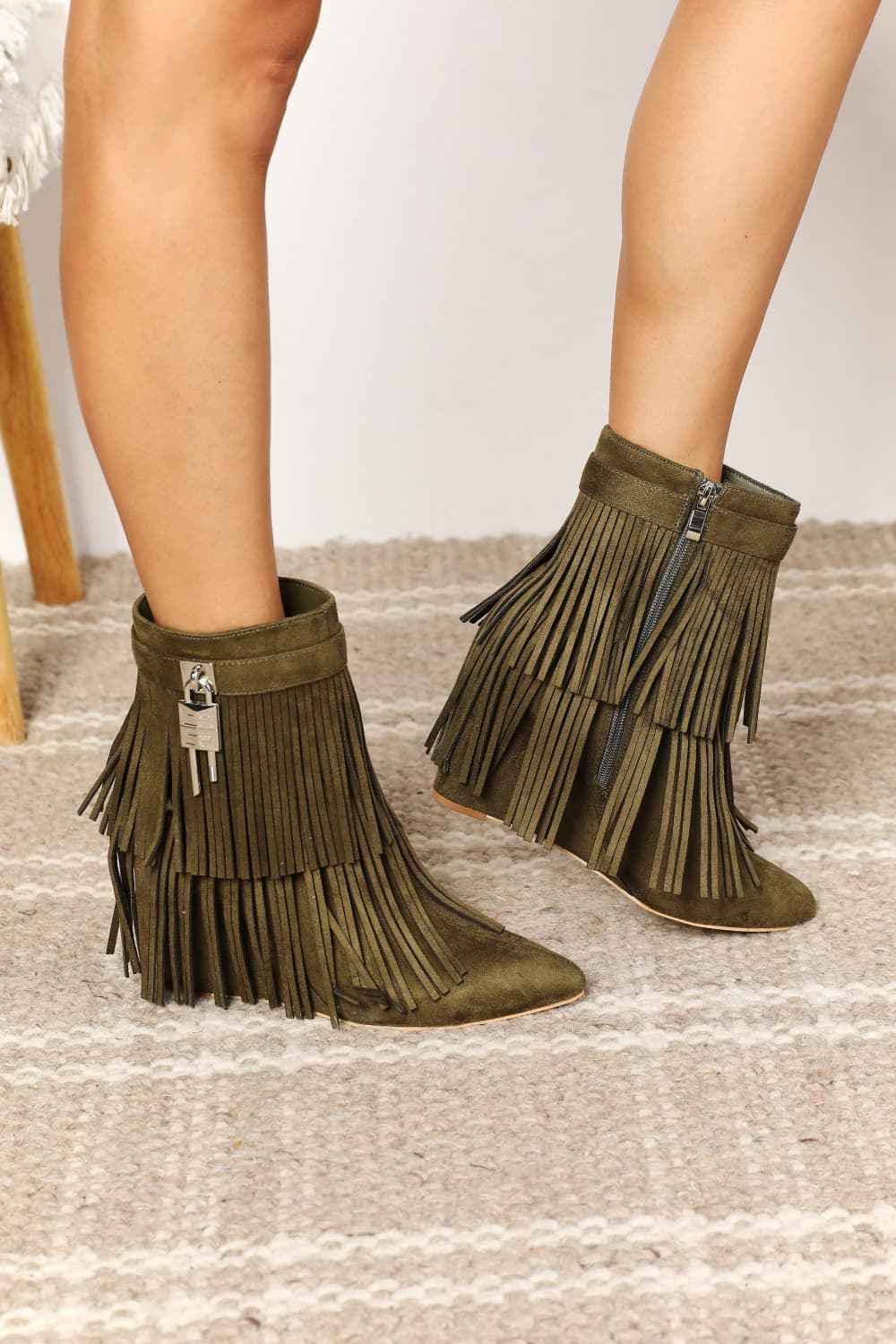 Chic Tassel Wedge Booties for Stylish Women