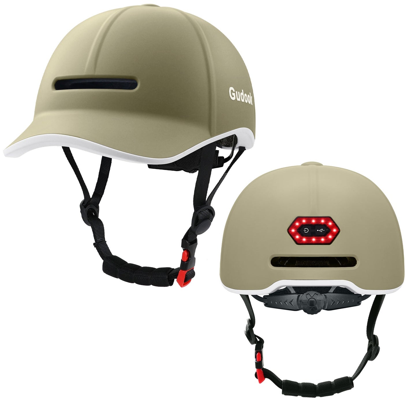 High-end LED Rechargeable Rear Lamp City Recreational Bicycle Riding Peaked Cap Helmet