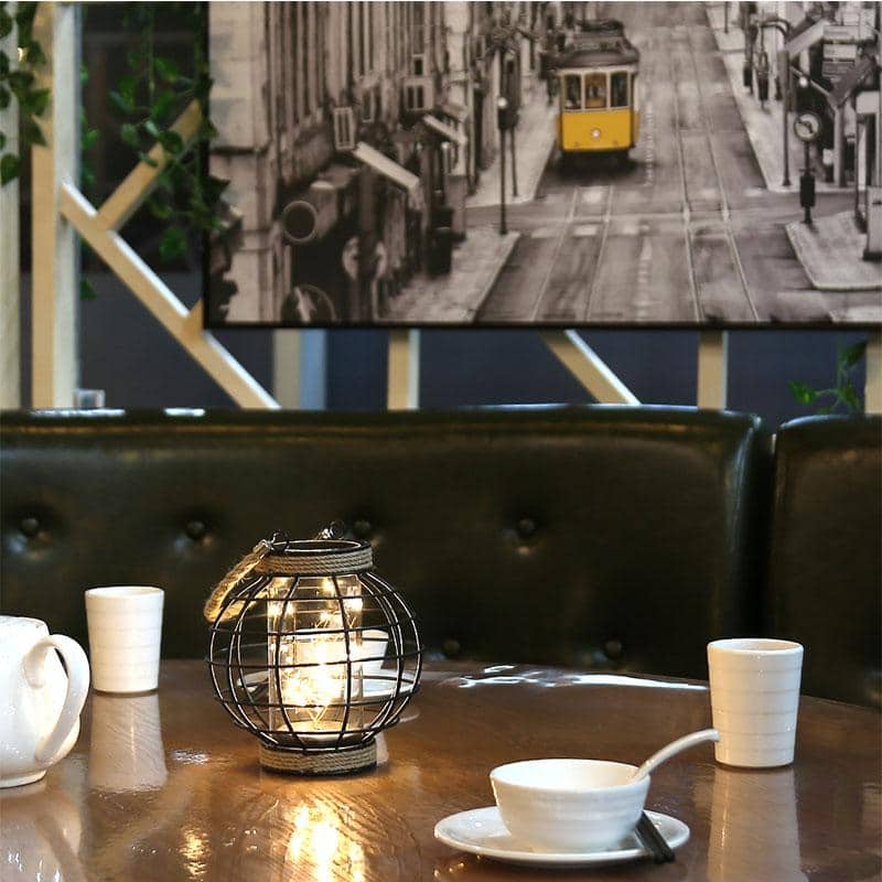 7.3" Tall Battery Powered Table Lamp-Hemp Rope Cage-Style Fairy Decorative Table Lamp