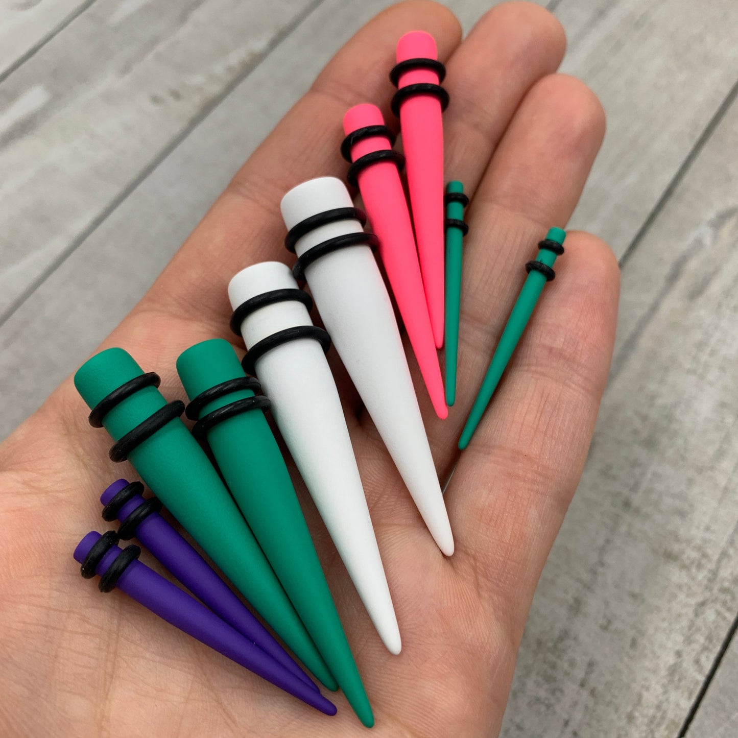 White Matte Acrylic Straight Taper Set 2G to 00G