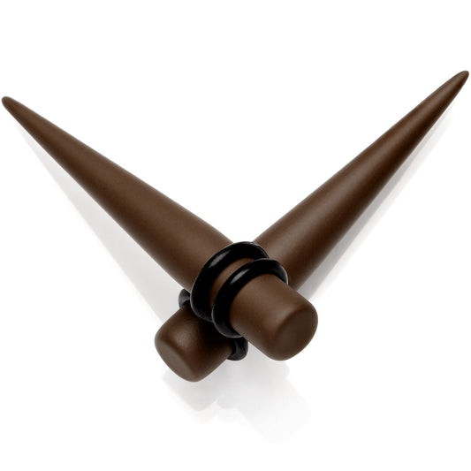 Dark Brown Matte Acrylic Straight Taper Set 12G to 00G