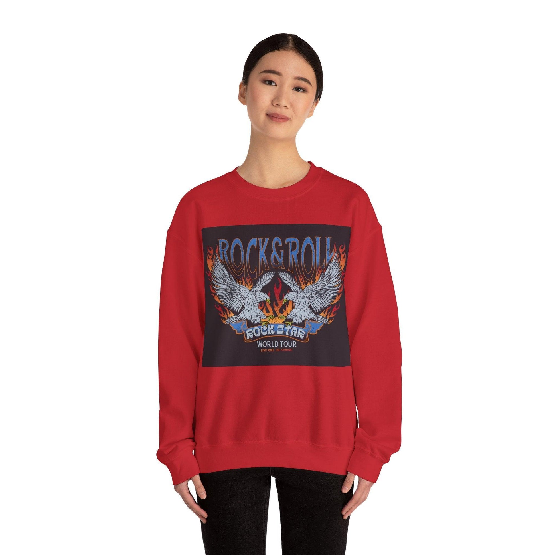 Rock & Roll Rock Star Unisex Heavy Blend™ Crewneck Sweatshirt - Premium Sweatshirt from Printify - Just $37.64! Shop now at Lizard Vigilante