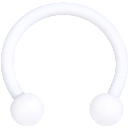 16G 3/8 White Matte Horseshoe Circular Barbell