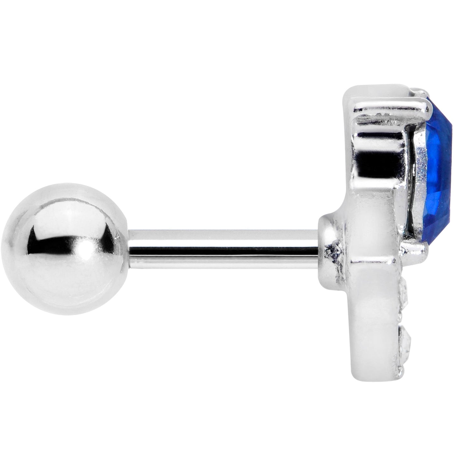 16G 1/4 Clear Blue Gem Art Deco Fan Cartilage Tragus Earring