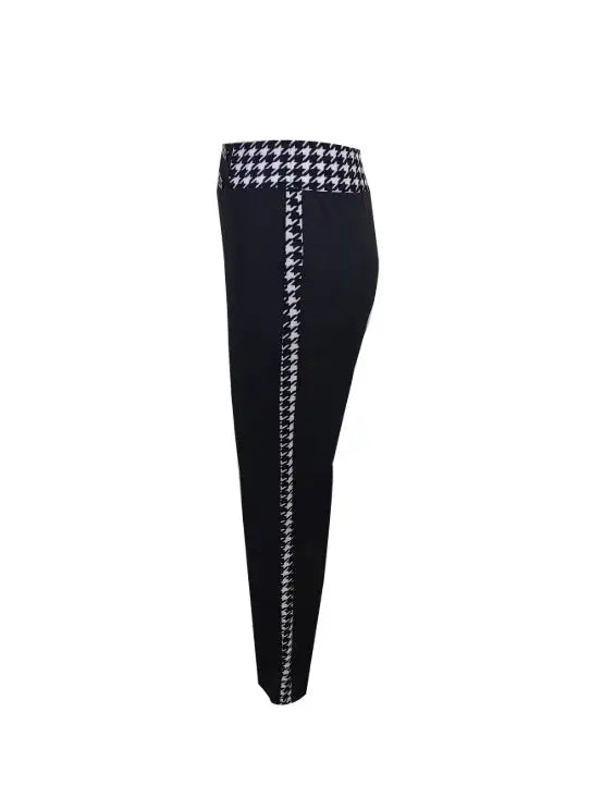 Ladies' Solid Color Herringbone Button Fashionable Slimming Casual Pants