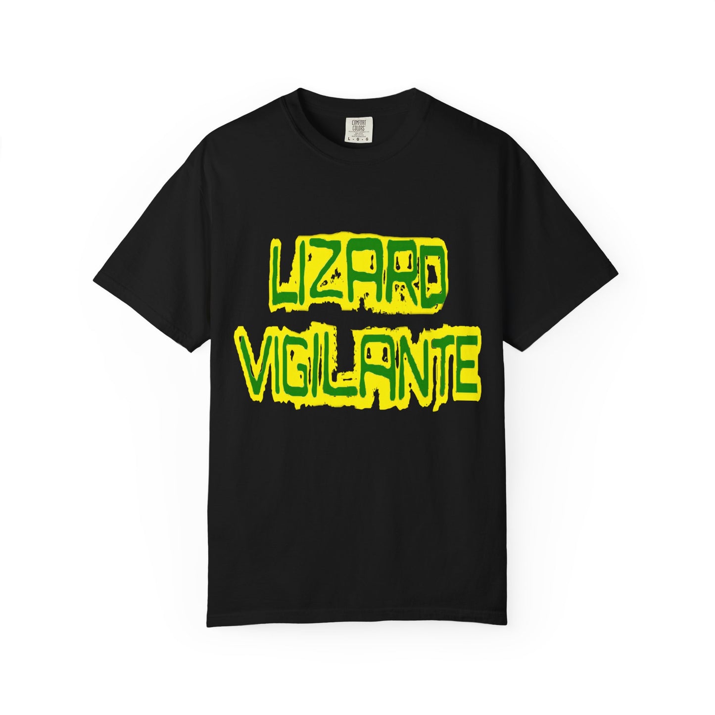 Lizard Vigilante Graphic T-Shirt — Bold Green & Yellow Streetwear Tee
