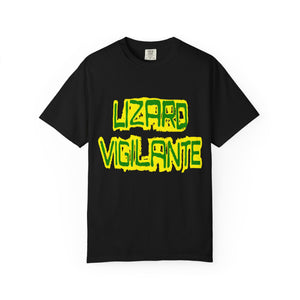 Lizard Vigilante Graphic T-Shirt — Bold Green & Yellow Streetwear Tee
