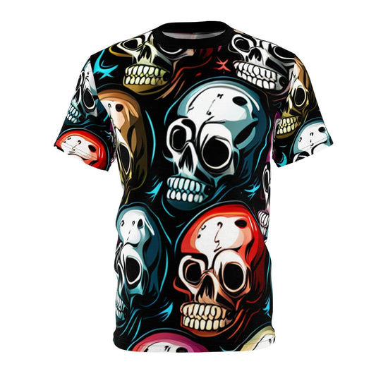 Death Metal Skulls Unisex Cut & Sew Tee (AOP) - Lizard Vigilante