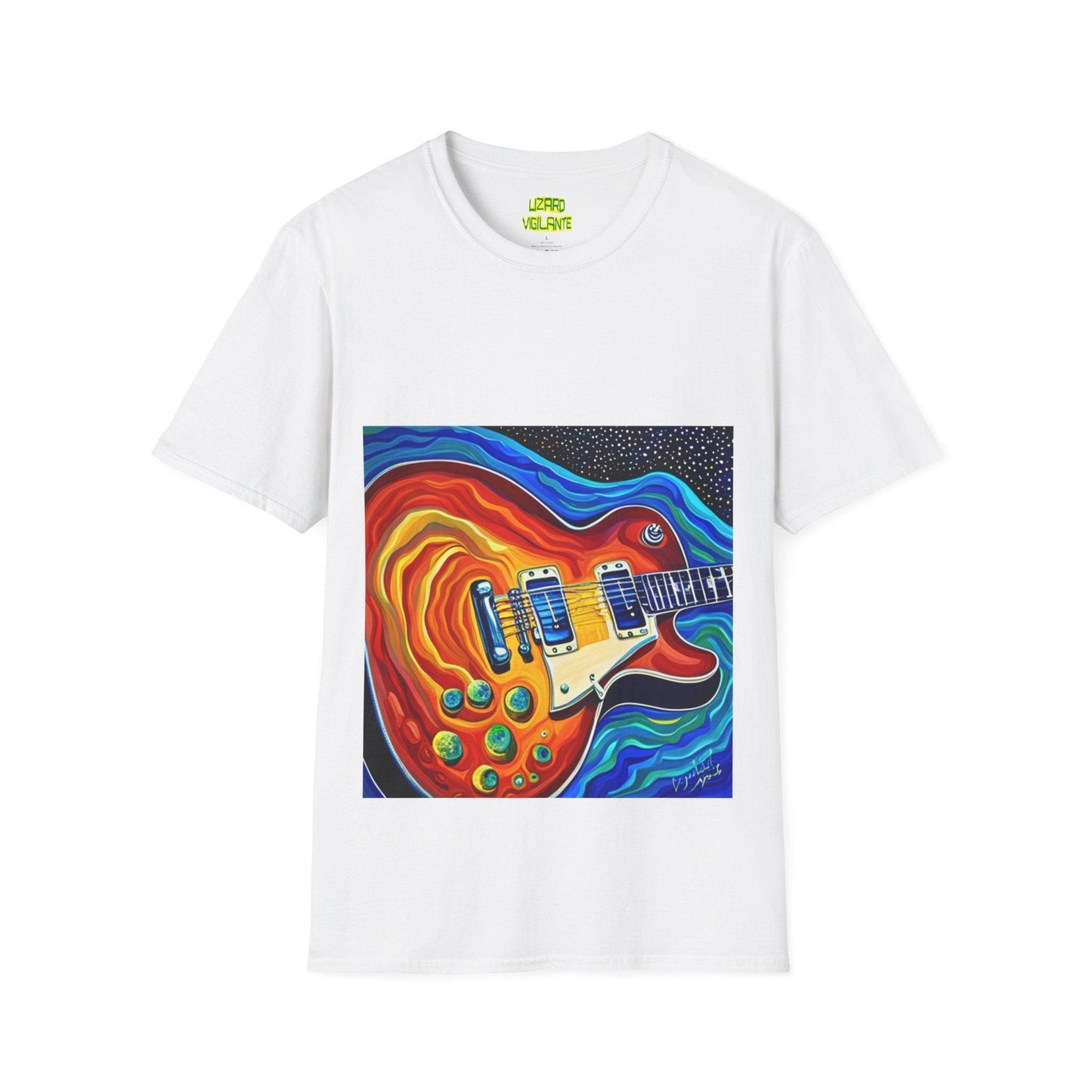 May The Chords Be With You Unisex Softstyle T-Shirt With Psychedelic Guitar Graphic - Lizard Vigilante