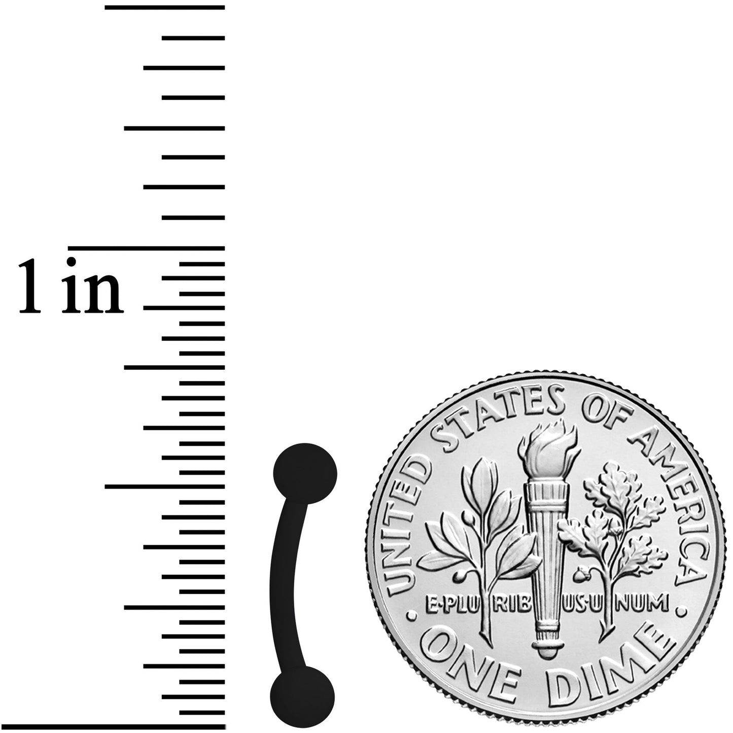 16G 5/16 Black Acrylic Matte Curved Eyebrow Ring