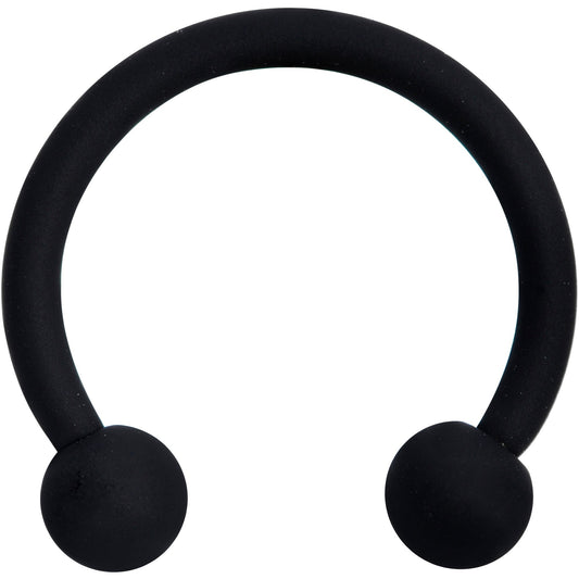 16G 3/8 Beauteous Black Matte Horseshoe Circular Barbell