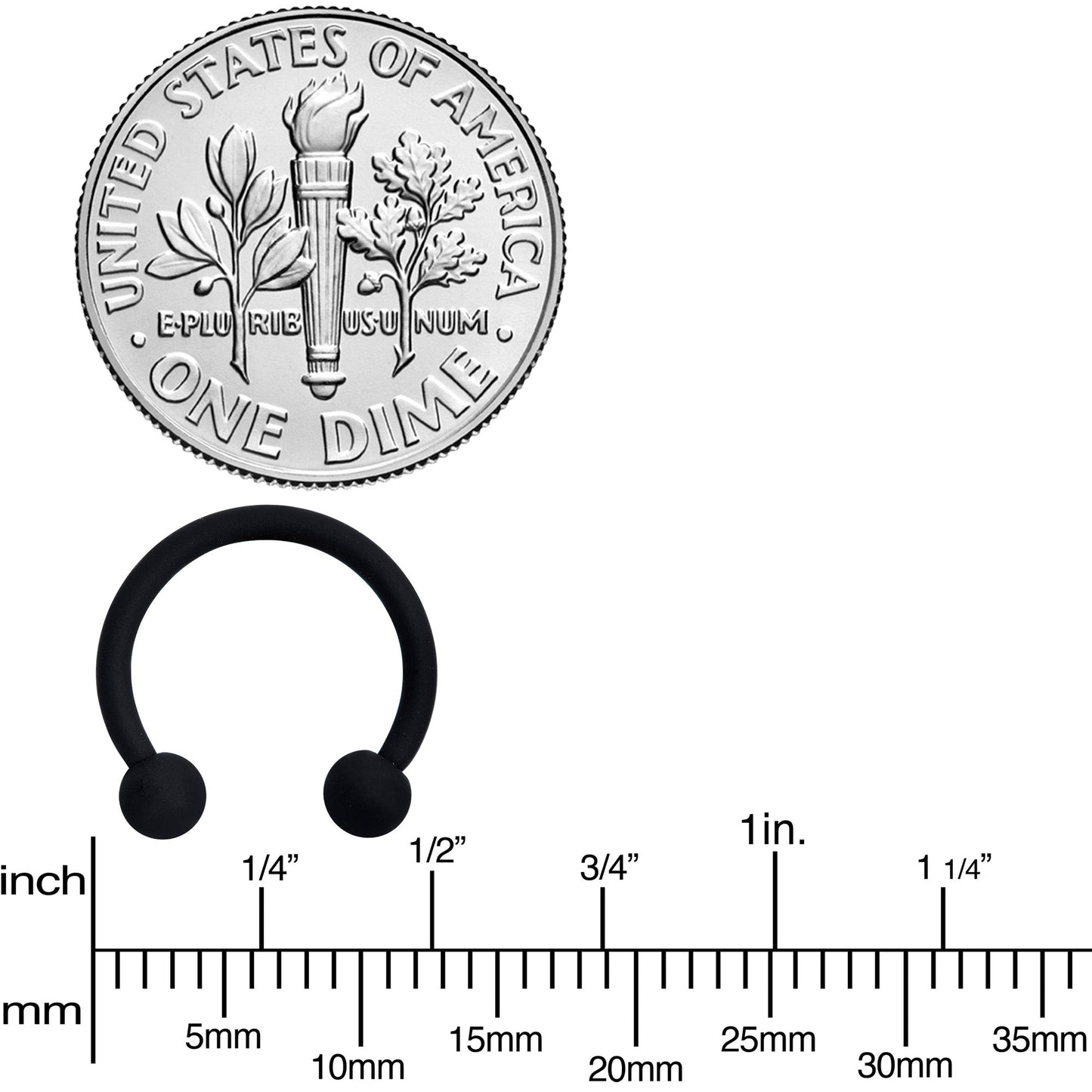 16G 3/8 Beauteous Black Matte Horseshoe Circular Barbell