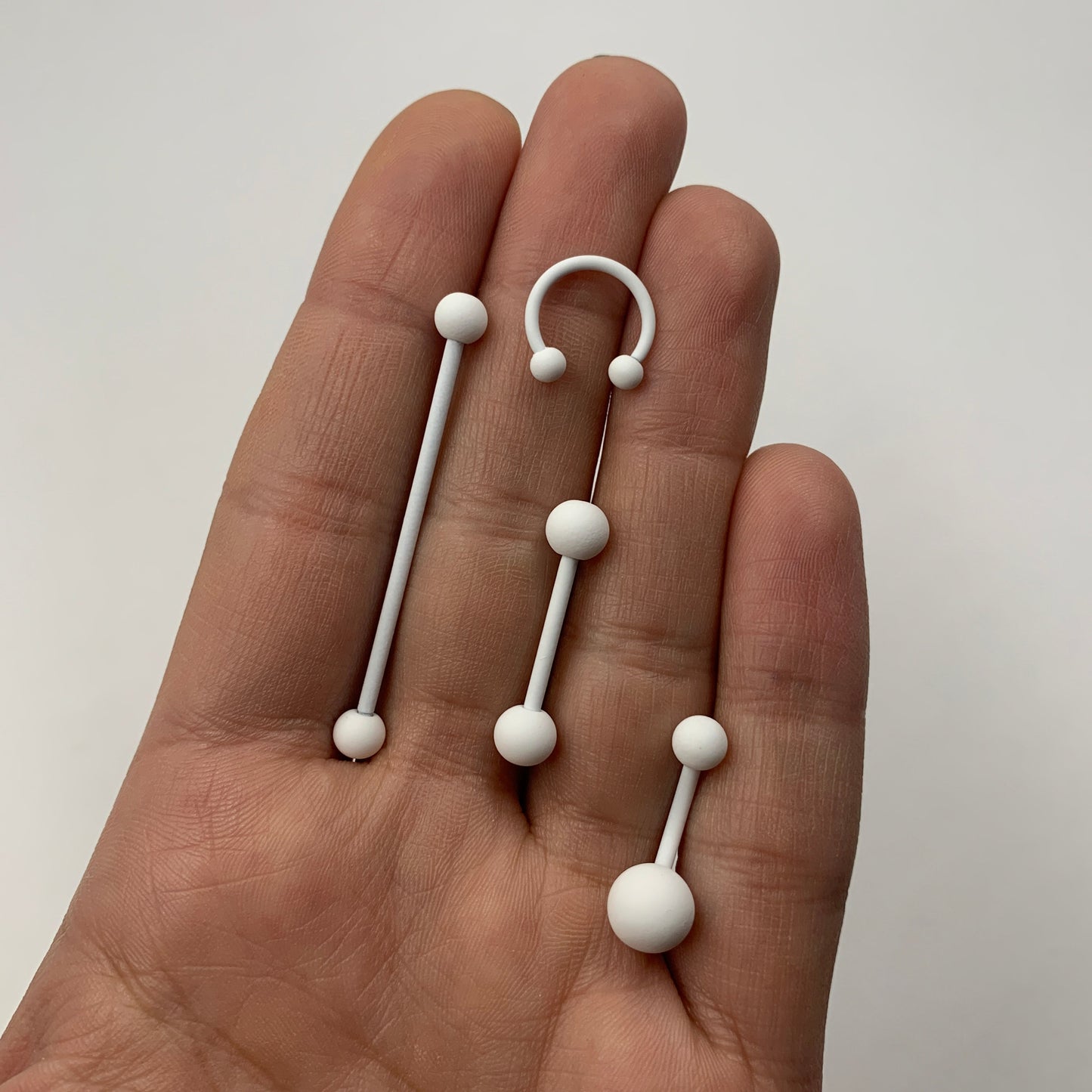 16G 3/8 White Matte Horseshoe Circular Barbell