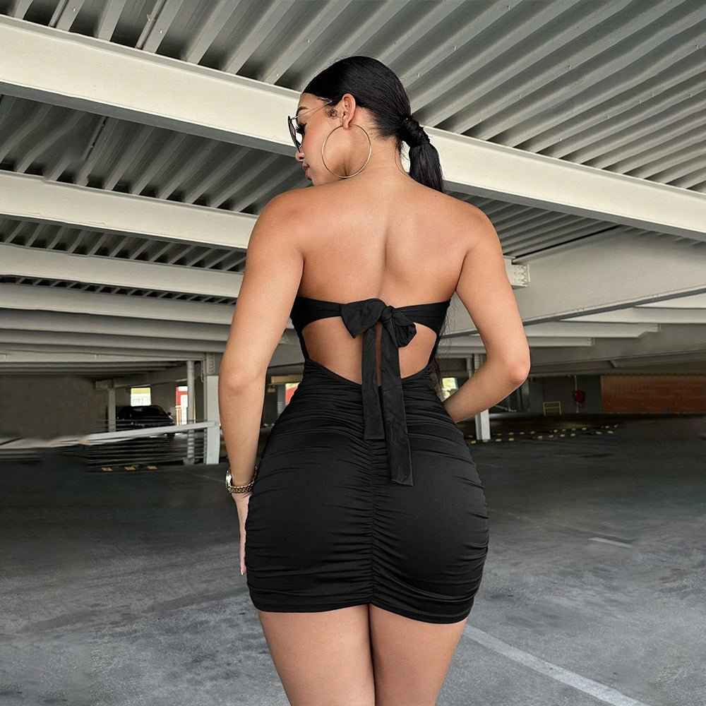 European Black Sexy Hottie Lace-Up : Bandeau Dress