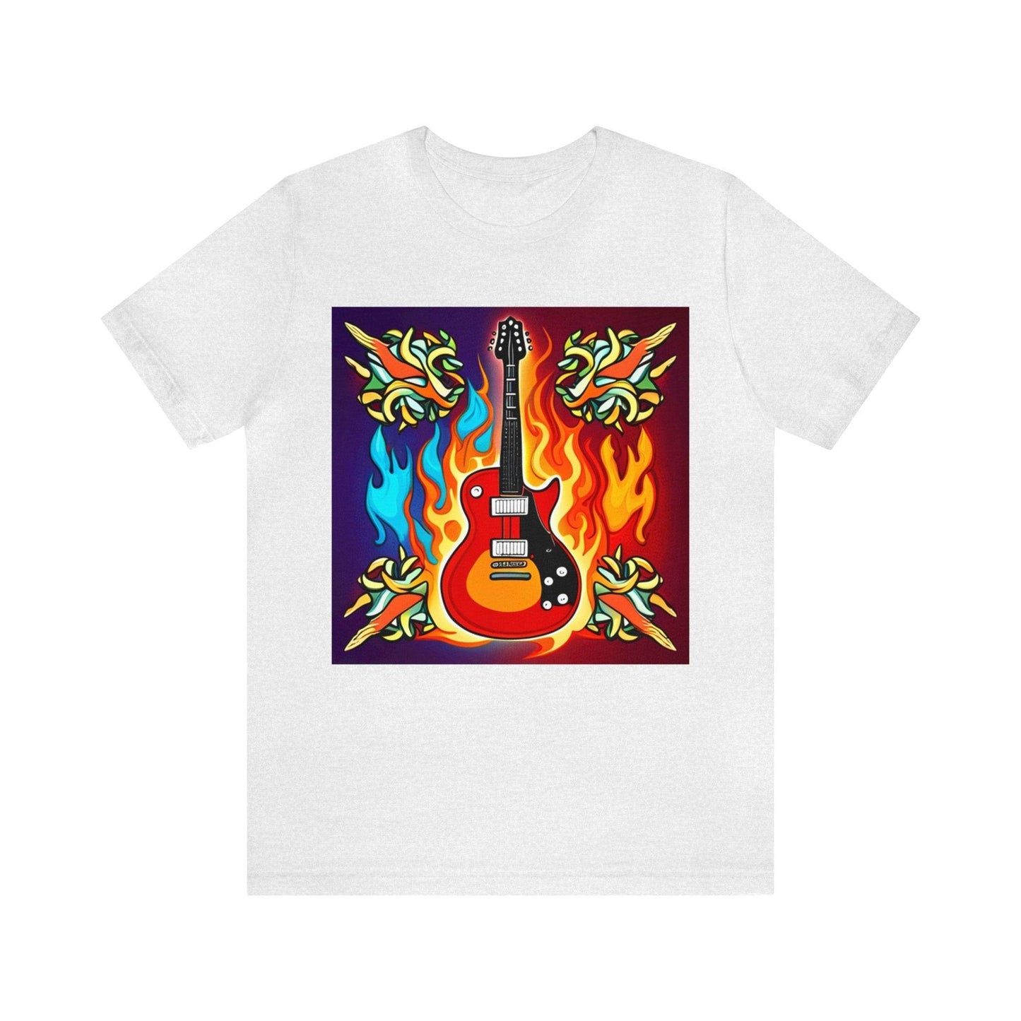 Flaming Axe Unisex Jersey Short Sleeve Tee Shirt Electric Guitar On Fire XS-3X - Lizard Vigilante