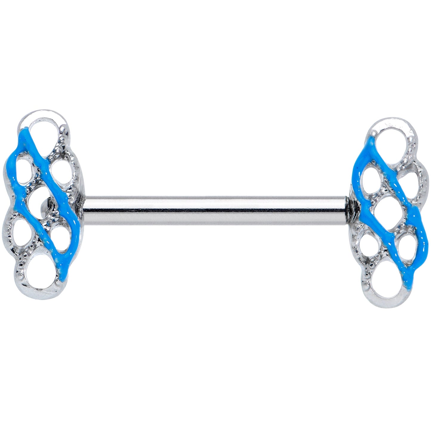 14G 9/16 Clear Gem Blue Celtic Knot Barbell Nipple Ring Set