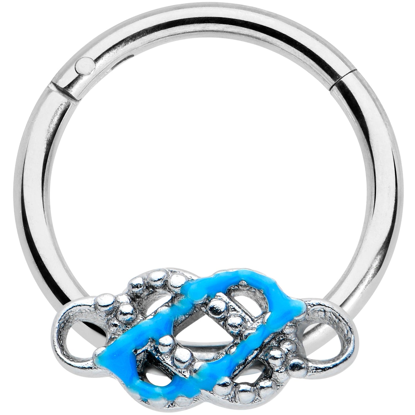 16G 5/16 Celtic Knot Blue Hinged Segment Ring