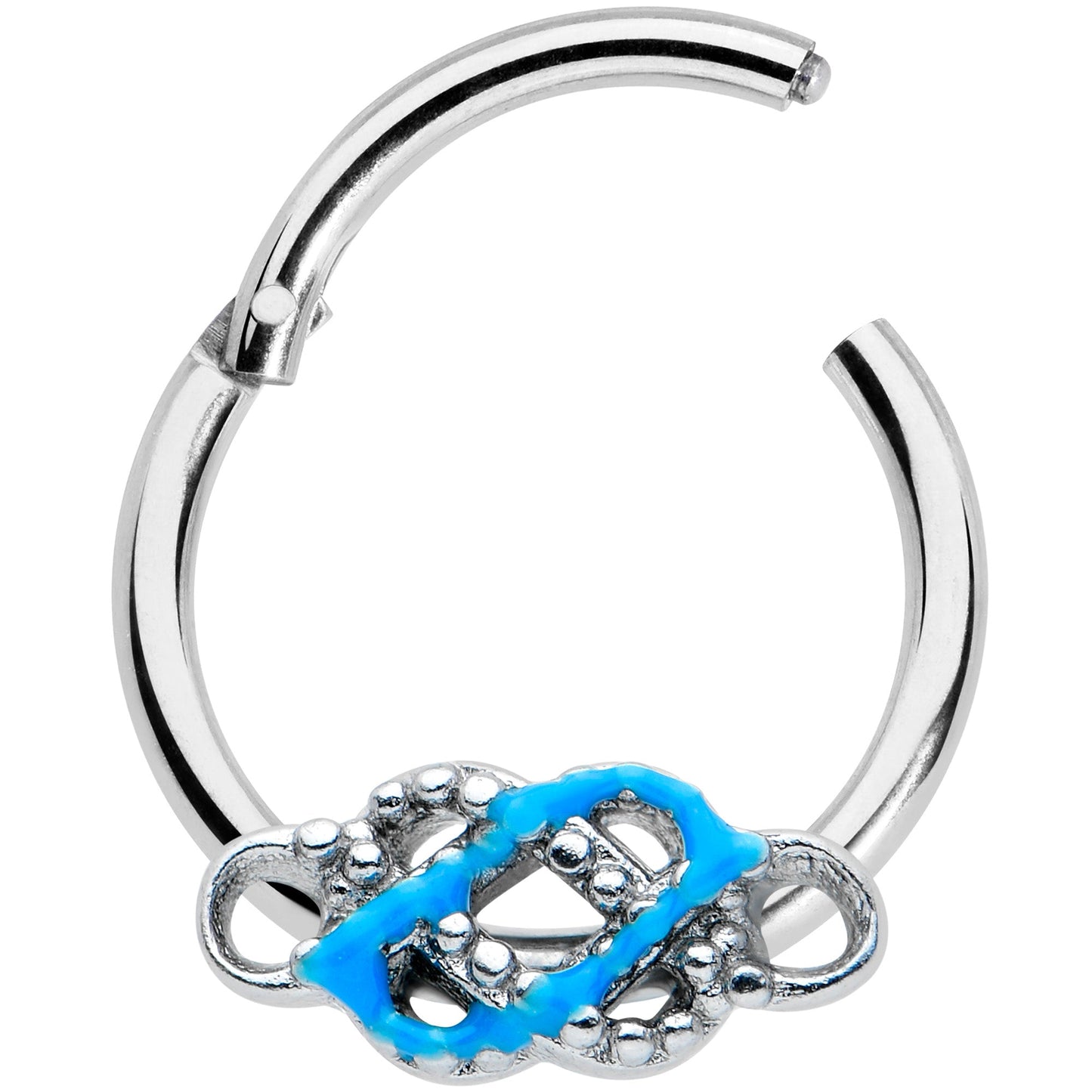 16G 5/16 Celtic Knot Blue Hinged Segment Ring
