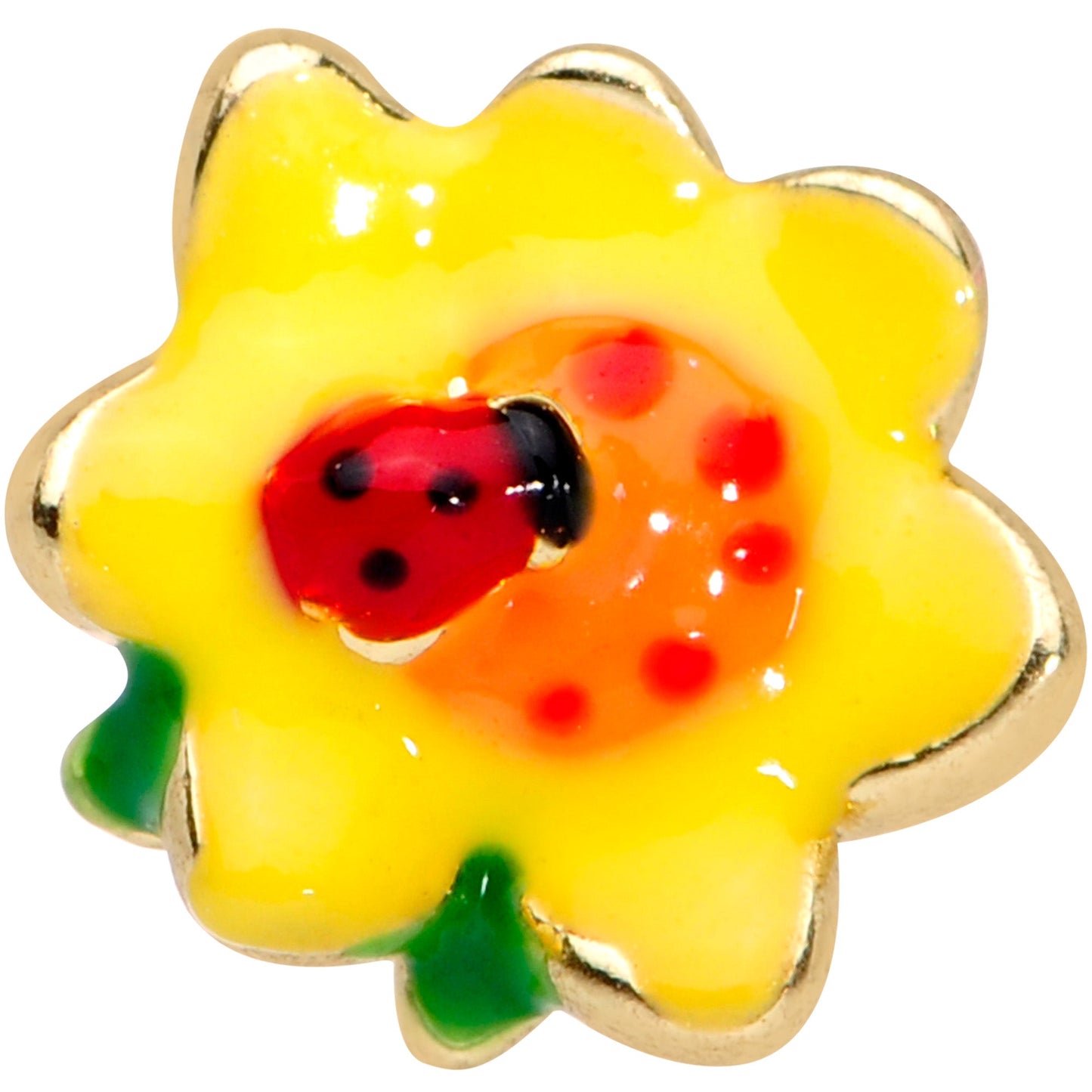 16G 5/16 Gold Tone Sunny Flower Ladybug Labret Monroe Tragus