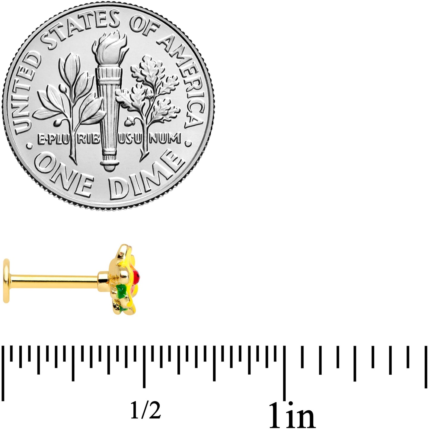 16G 5/16 Gold Tone Sunny Flower Ladybug Labret Monroe Tragus