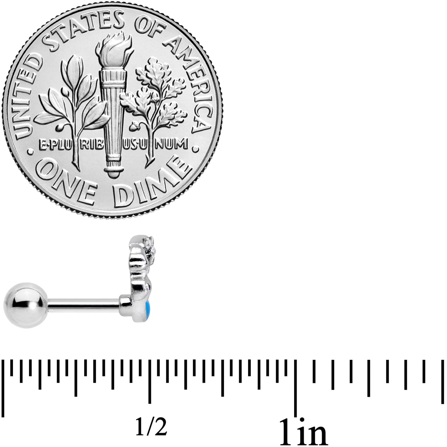 16G 1/4 Clear Gem Blue Curved Mermaid Cartilage Tragus