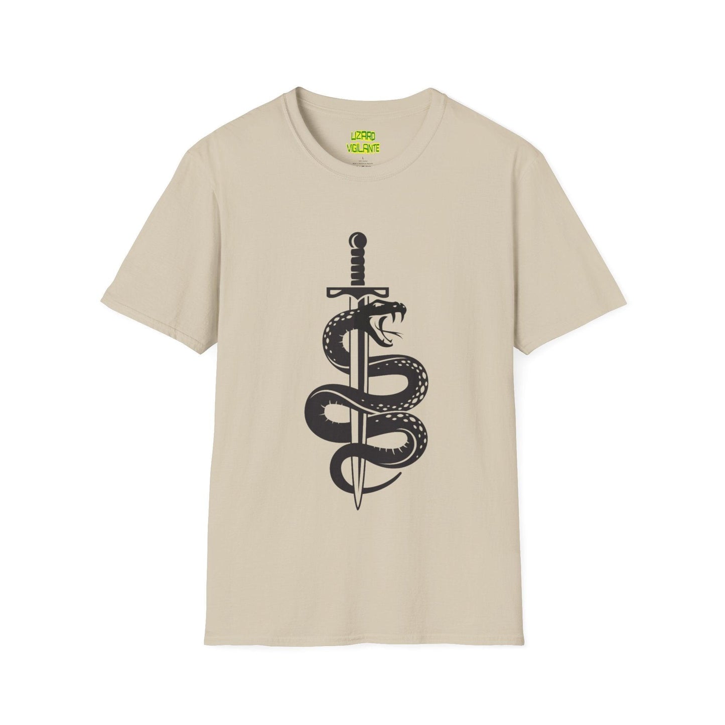 Snake-Wrapped Sword Unisex Softstyle T-Shirt - Lizard Vigilante