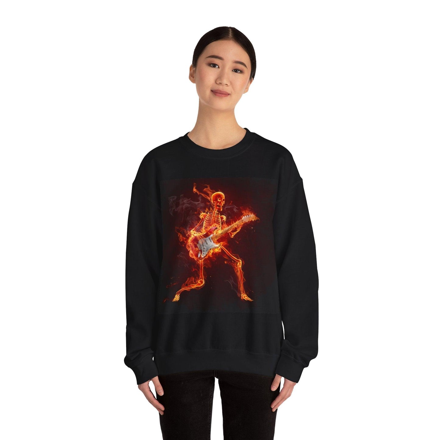 Fiery Guitarist Unisex Heavy Blend™ Crewneck Sweatshirt - Lizard Vigilante