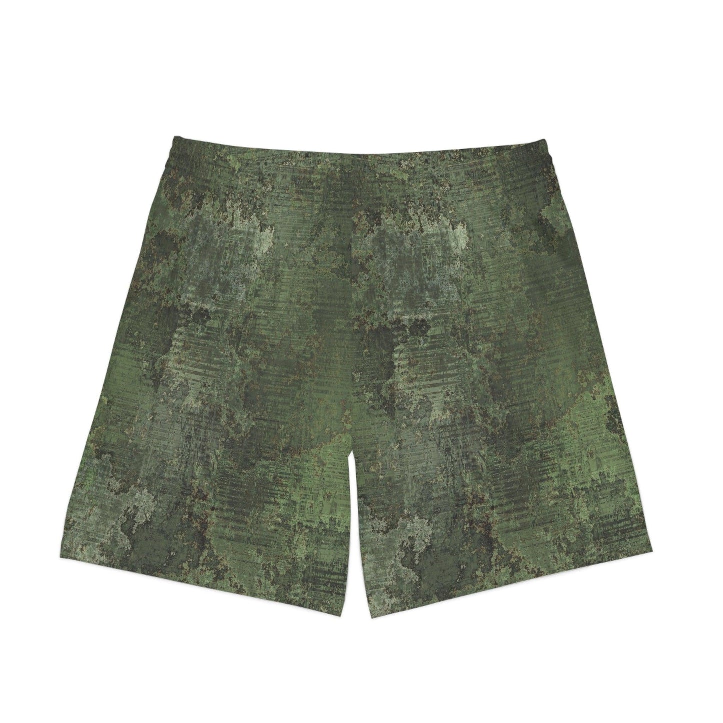 Dirty Green Camo Army Men's Elastic Beach Shorts - Lizard Vigilante