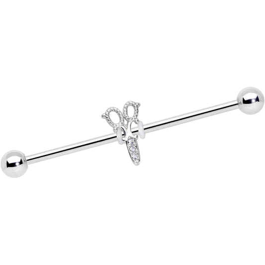 14G Clear Gem Elegant Scissors Industrial Barbell 38mm