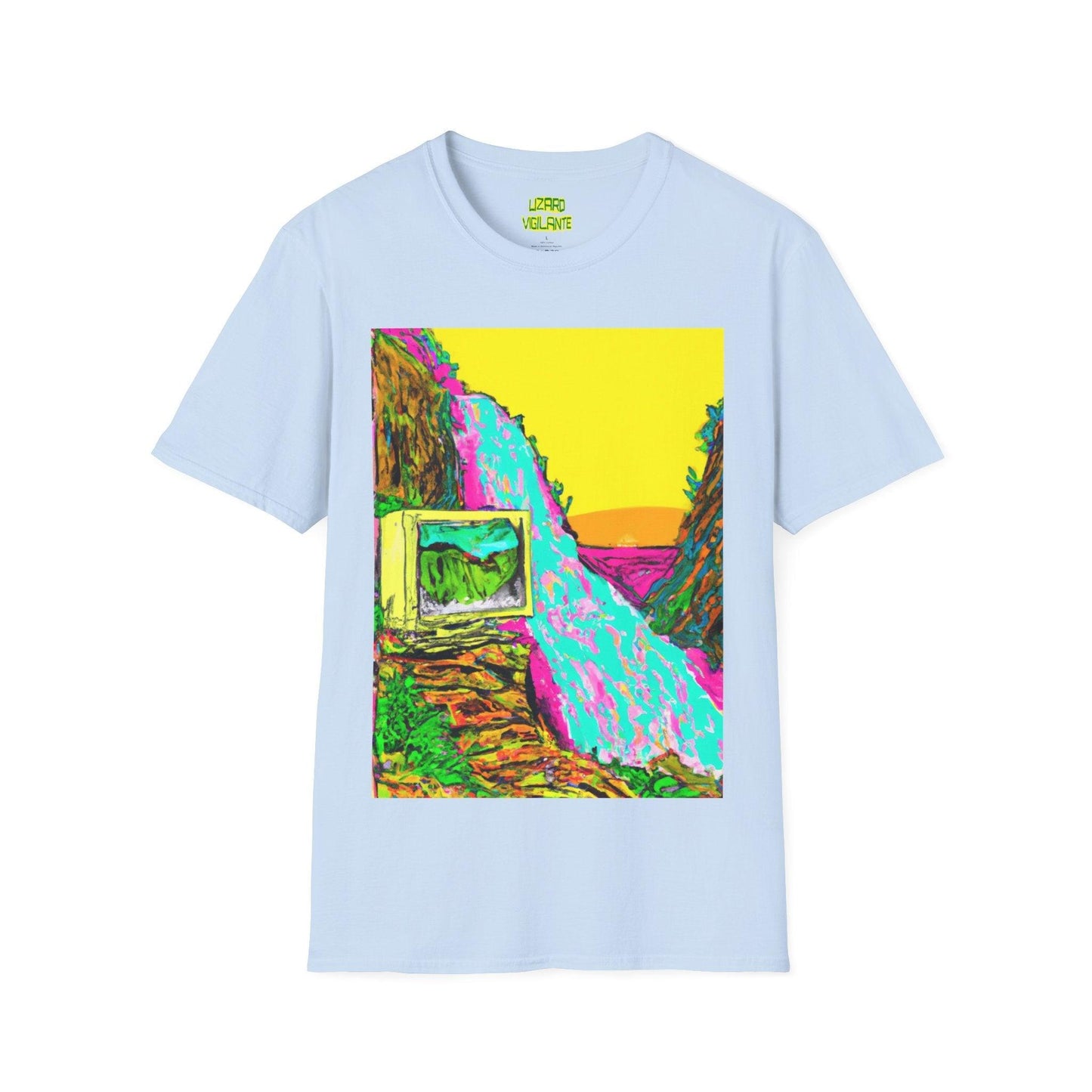 90s Monitor Waterfall Unisex Softstyle T-Shirt - Lizard Vigilante