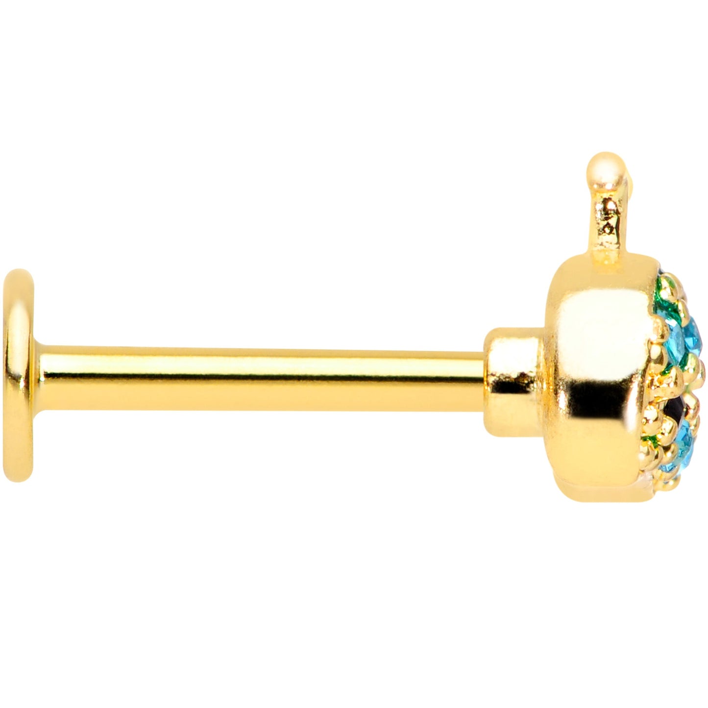 16G 5/16 Aqua Gem Gold Tone Water Whale Labret Monroe Tragus